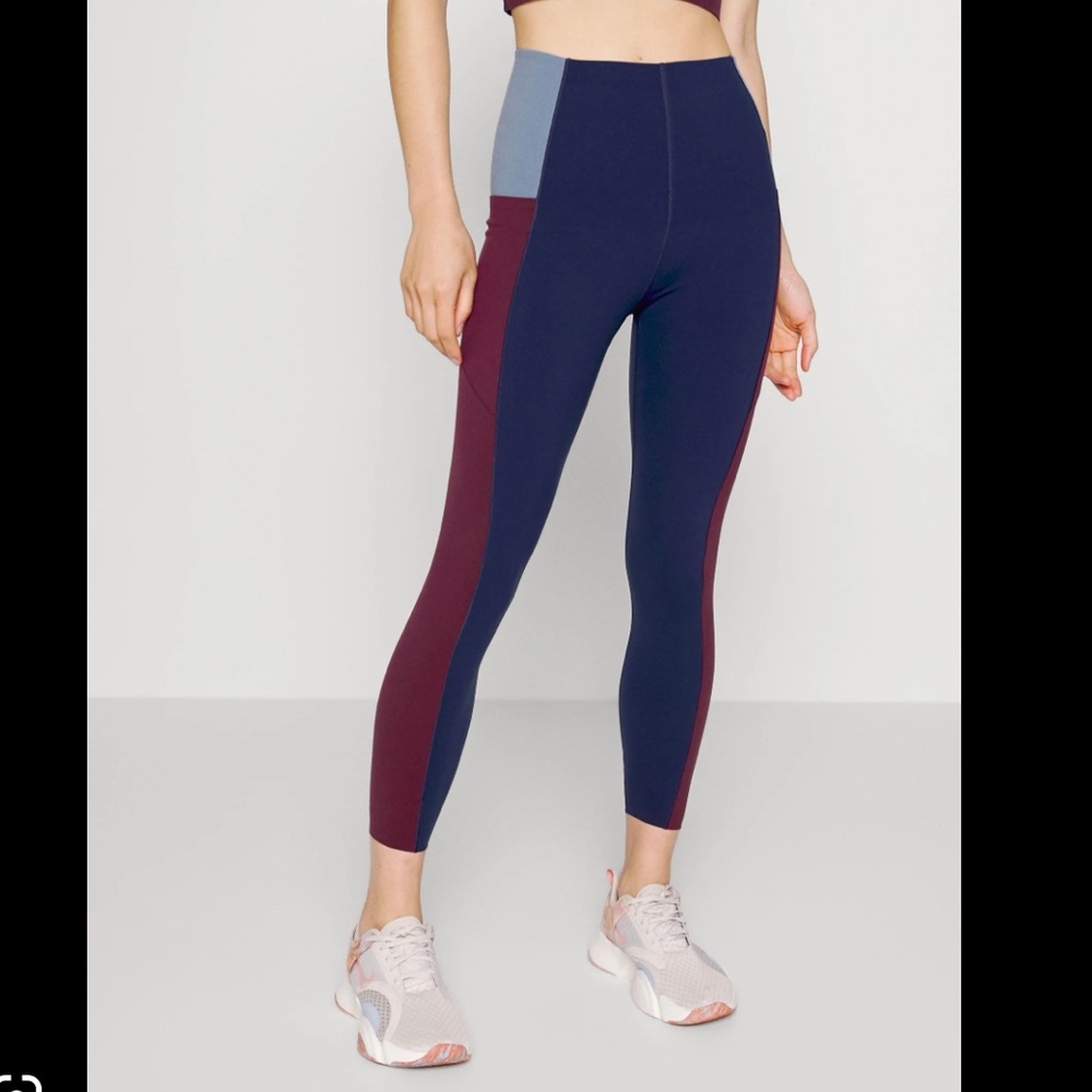 Sweaty Betty Navy, Burgundy & Slate Colorblock Leggings